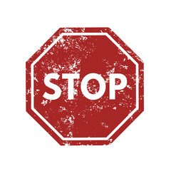 Stop sign with grunge effect - vector illustration