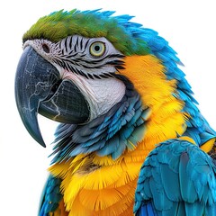 Close-up Portrait of a Vibrant Blue and Yellow Macaw