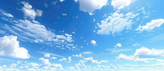 Wall Mural - When I gaze upward I observe a blue sky and white clouds. Copy space image. Place for adding text and design