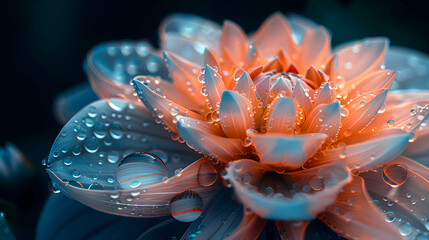 Wall Mural - A vibrant macro shot of a blooming flower with a translucent 3D object floating nearby