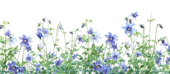 Poster - vegetable backdrop featuring blue aquilegia reservoir aquilegia. copy space image. place for adding 