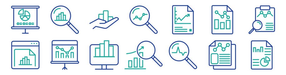 Poster - Data analysis icon vector set. profit graph illustration sign collection. data science symbol or logo.