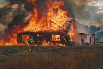 House Firefighters: Battling Flames to Save a Countryside Home