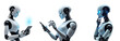 © Pixel Focus AI - set of ai robot isolated on transparent background