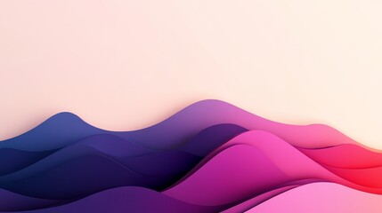 Poster - Abstract Colorful Waves on Pink Background - Modern Design - This image features abstract waves in shades of blue, purple, and pink against a soft pink background. It symbolizes creativity, flow, ener