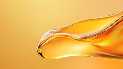 Poster - Abstract Golden Liquid Wave - A golden liquid wave flows gracefully across a soft yellow background, symbolizing fluidity, movement, and luxury. It evokes a sense of warmth, elegance, and sophisticati