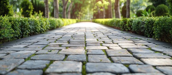 Poster - pathway featuring paving slabs background texture pattern frame copyspace area for text
