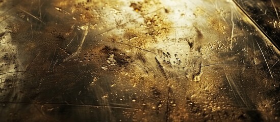 Poster - Scratches on a gold metallic surface. Copy space image. Place for adding text and design