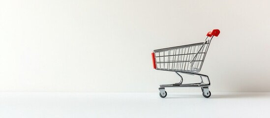 Silver Shopping Cart on White Background