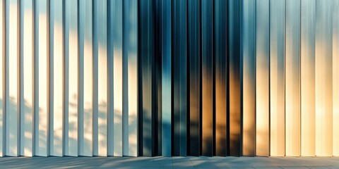 Poster - striped wall with sunset reflections