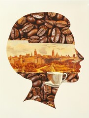 Wall Mural - Exploring the journey from bean to cup in a surreal collage poster