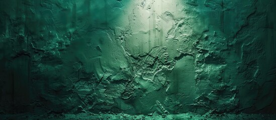 Sticker - Abstract Grunge Decorative Relief Green Background Textured Colored Stucco Wall with a spotlight Dark Square Background with Copyspace for design