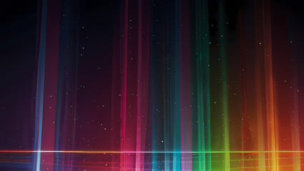 Wall Mural - flat vector background illustrating a laser light show, with beams of different colors shooting across the scene