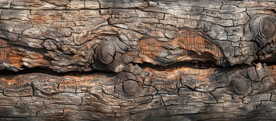 Poster - close up photograph of the grain patterns in a weathered maple log. copy space image. place for addi