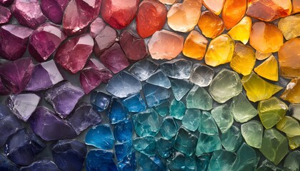 Wall Mural - Rainbow of Gemstones Arranged in a Gradient Pattern