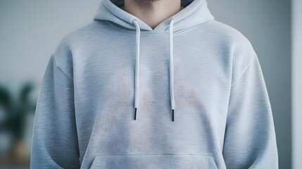 Confident Young Man in Casual Hooded Sweatshirt Posing in Studio