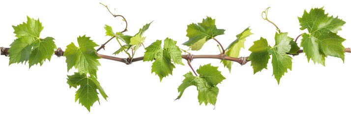 Leaves Vine. Grapevine Plant Branch with Tendrils in Vineyard, Wine Making Background