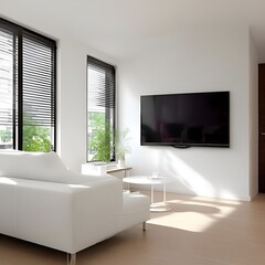 Poster - modern living room with fireplace