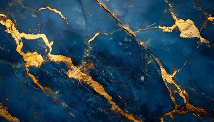 Close-up of Blue Marble with Golden Veins