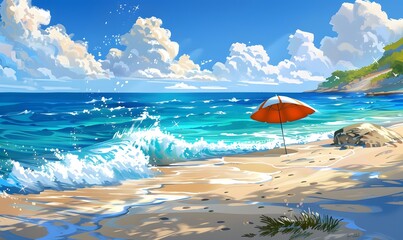 Wall Mural - Sommer, Sonne, Strand und Meer im Urlaub. 