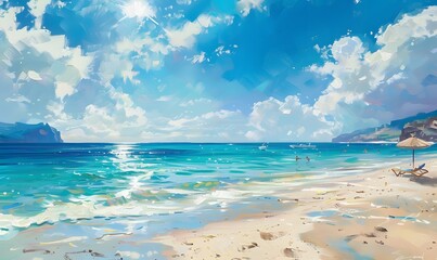 Wall Mural - Sommer, Sonne, Strand und Meer im Urlaub. 