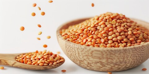 Canvas Print - red lentils in a bowl