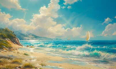 Wall Mural - Sommer, Sonne, Strand und Meer im Urlaub. 