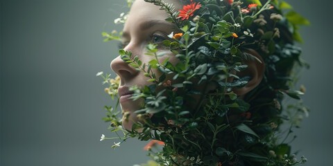 Wall Mural - person with a bouquet of flowers