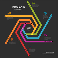 Poster - minimalistic vector dark thick line six elements in hrxagon shapetemplate. multipurpose infographic 