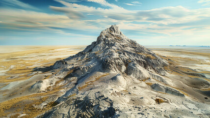 Wall Mural - an isolated erosional peak surrounded by a sea of flatlands