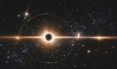Wall Mural - A black hole is shown in space, with bright light reflecting off of it