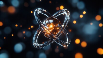 Wall Mural - a minimalist 3d atom with clean lines