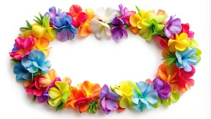 Colorful tropical flower lei isolated on background, tropical, flower, lei, colorful, vibrant, Hawaiian, festive