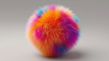 Poster - 3D model of a fluffy ball with a rich, textured surface and vibrant color.