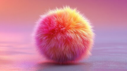 Poster - 3D model of a fluffy ball with a rich, textured surface and vibrant color.