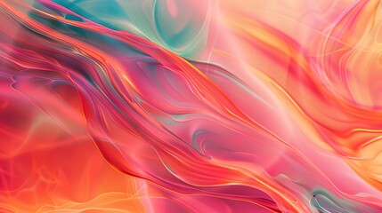 Wall Mural - An abstract digital artwork with radiant gradients of pink, orange, and turquoise blending into a stunning visual composition