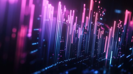 Poster - Abstract 3D financial graph with dynamic bars and lines, showcasing financial trends.