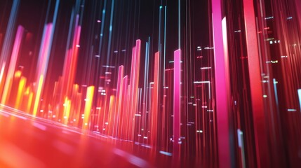 Poster - Abstract 3D financial graph with dynamic lines and bars representing market data.