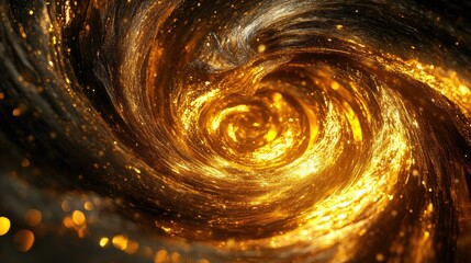 Poster - Abstract 3D golden vortex with dynamic swirls, symbolizing power and luxury. -