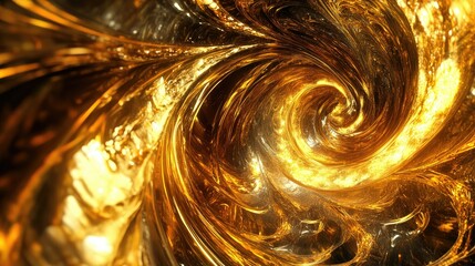 Poster - Abstract 3D golden vortex with bright, swirling designs, evoking a luxurious and dynamic feel.