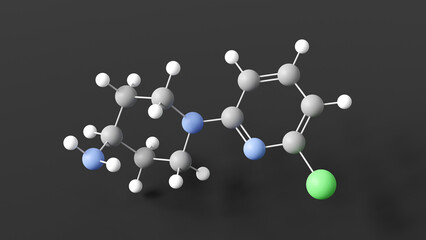 Sticker - sr-57227 molecule 3d, molecular structure, ball and stick model, structural chemical formula agonist 5ht3 receptor