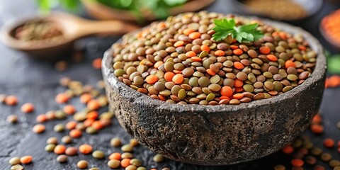 Wall Mural - lentils in a bowl