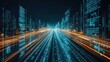 © arthit - Digital data flow on road with motion blur to create vision of fast speed transfer . Concept of future digital transformation , disruptive innovation and agile business methodology . -