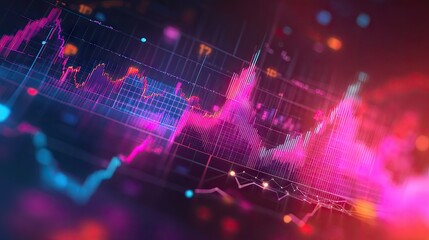 Poster - Dynamic 3D financial graph with abstract geometric shapes representing data trends.