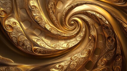 Leinwandbilder - Dynamic 3D golden vortex with swirling patterns, evoking a sense of opulence and energy. -