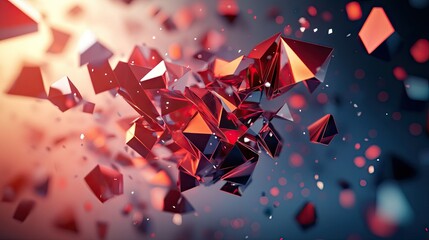 Poster - Dynamic 3D rendering of polygonal shapes in motion, capturing an energetic and vibrant feel. -