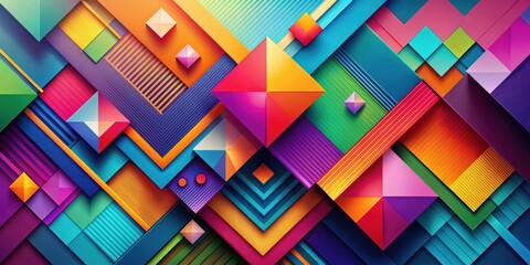 Wall Mural - Abstract composition featuring overlapping geometric shapes and vibrant colors , abstract, composition, geometric, shapes