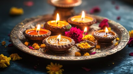 Canvas Print - Diyas Lit for Diwali
