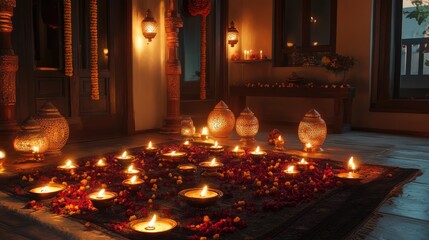 Poster - Peaceful Atmosphere with Diyas
