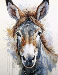 Canvas Print - Donkey in watercolor 